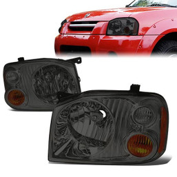 01-04 Nissan Frontier Headlights - Smoked Housing Amber Corner
