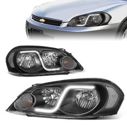 06-16 Chevy Impala Limited Monte Carlo LED DRL Headlights - Black Housing Clear Corner