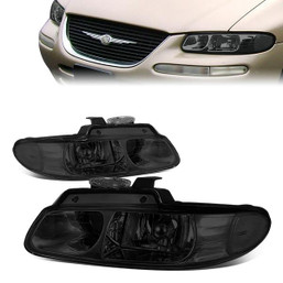 96-99 Dodge Grand Caravan Chrysler Town & Country Voyager Headlights - Smoked Housing Clear Corner