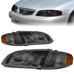 98-99 Mazda 626 Headlights - Smoked Housing Amber Corner