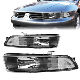 99-03 Mitsubishi Galant Headlights - Black Housing Clear Corner