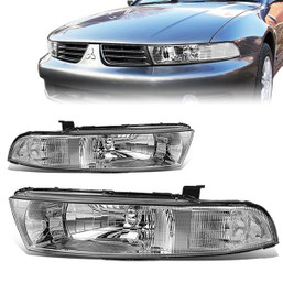 99-03 Mitsubishi Galant Headlights - Chrome Housing Clear Corner
