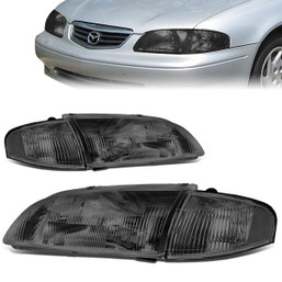 98-99 Mazda 626 Headlights - Smoked Housing Clear Corner