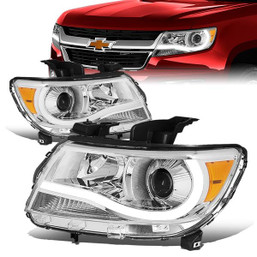 15-17 Chevy Colorado LED DRL Projector Headlights - Chrome Housing Amber Corner