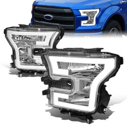 15-17 Ford F150 LED DRL Headlights - Chrome Housing