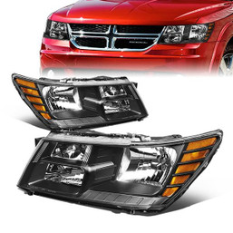 09-17 Dodge Journey Headlights - Black Housing Amber Corner