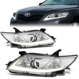 10-11 Toyota Camry Sequential LED Turn Signal Projector Headlights - Chrome Housing