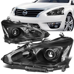 13-15 Nissan Altima Sedan Projector Headlights - Black Housing Clear Corner