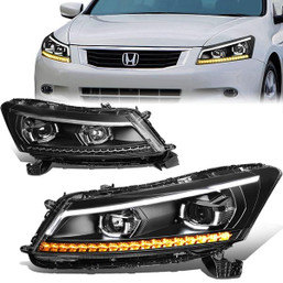 08-12 Honda Accord Sedan LED DRL+Sequential Turn Signal Projector Headlights