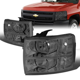 07-14 Chevy Silverado 1500 2500 3500 HD Headlights - Smoked Housing Clear Corner