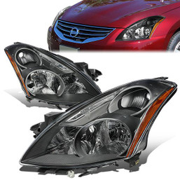 10-12 Nissan Altima Sedan Headlights - Black Housing Amber Corner
