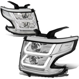15-20 Chevy Tahoe Suburbban Dual LED DRL Projector Headlights - Chrome Housing