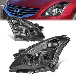 10-12 Nissan Altima Sedan Headlights - Black Housing Clear Corner