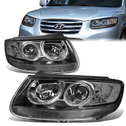 07-12 Hyundai Santa Fe Projector Headlights - Black Housing Clear Corner