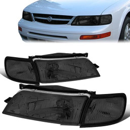 97-99 Nissan Maxima Headlights - Smoked Housing Clear Corner