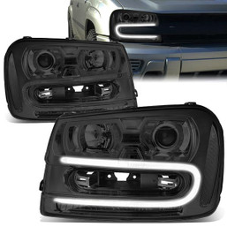 02-09 Chevy Trailblazer EXT LED DRL Projector Headlights - Smoked Housing Clear Corner