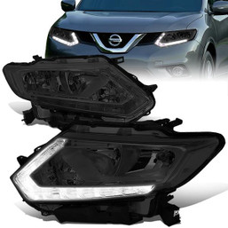 14-16 Nissan Rogue LED DRL Headlights - Smoked Housing Clear Corner