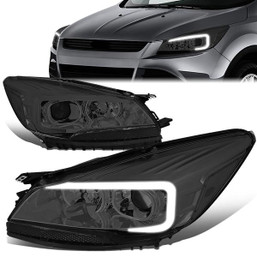 13-16 Ford Escape LED DRL Projector Headlights - Smoked Housing Clear Corner