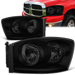 06-09 Dodge Ram 1500 2500 3500 Headlights - Tinted Housing Clear Corner