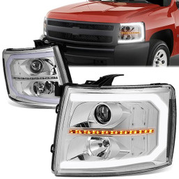 07-14 Chevy Silverado 1500 2500 3500 DRL+Sequential LED Turn Signal Projector Headlights
