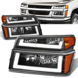 04-12 Chevy Colorado GMC Canyon LED DRL Headlights+Bumper Lamp - Black Housing Amber Corner