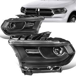 14-19 Dodge Durango Projector Headlight - Black Housing Clear Corner