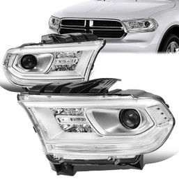 14-19 Dodge Durango Projector Headlight - Chrome Housing Clear Corner