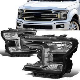 18-20 Ford F-150 Headlight - Black Housing Clear Corner