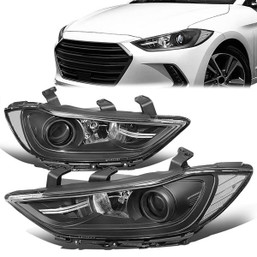 17-18 Hyundai Elantra Projector Headlights - Black Housing Clear Corner
