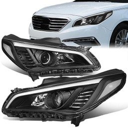 15-17 Hyundai Sonata Projector Headlights - Black Housing Clear Corner
