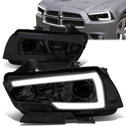 11-14 Dodge Charger LED DRL Projector Headlights - Smoked Housing Clear Corner