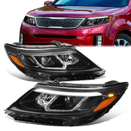 14-15 Kia Sorento EX/ SX LED DRL Projector Headlights - Black Housing Amber Corner
