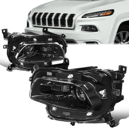 14-18 Jeep Cherokee Black Housing Projector Headlights