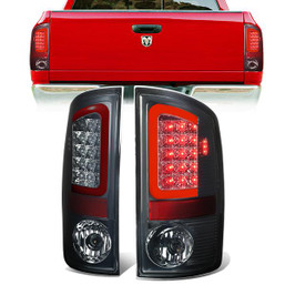 07-09 Dodge Ram 1500 2500 3500 Red C-Bar LED Rear Brake Tail Lights - Smoked