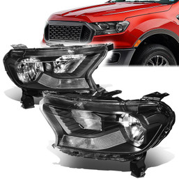 19-23 Ford Ranger XL XLT Headlights - Black Housing Clear Corner