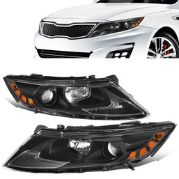 11-13 Kia Optima (Non-Hybrid) Projector Headlights - Black Housing Amber Corner