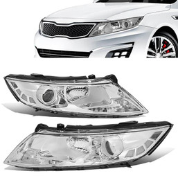 11-13 Kia Optima (Non-Hybrid) Projector Headlights - Chrome Housing Clear Corner