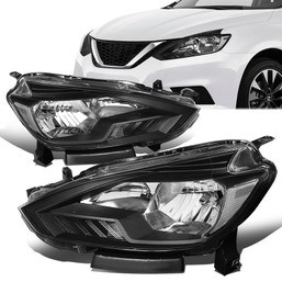 16-18 Nissan Sentra Headlights - Black Housing Clear Corner