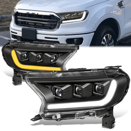 19-23 Ford Ranger Lariat Switchback LED DRL Signal Projector Headlights - Black