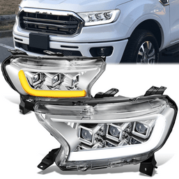 19-23 Ford Ranger Lariat Switchback LED DRL Signal Projector Headlights - Chrome