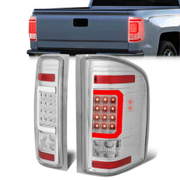 07-14 Chevy Silverado 1500 2500HD 3500HD LED C-Bar Tail Lights - Chrome