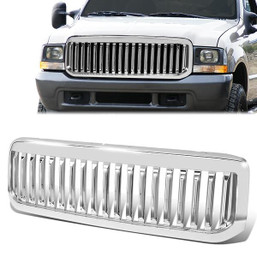 99-04 Ford F250 F350 F450 F550 Super Duty Front Grille - Vertical Fence Style - Chrome 99-04 Ford F250 F350 F450 F550 Super Duty Front Grille - Vertical Fence Style - Chrome