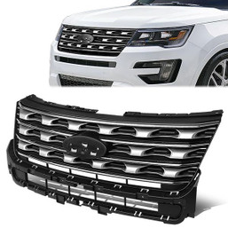 16-17 Ford Explorer Front Upper Bumper Grille - Factory Style - Black/ Grey 16-17 Ford Explorer Front Upper Bumper Grille - Factory Style - Black/ Grey
