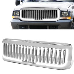 99-04 Ford F250 F350 F450 F550 Super Duty Front  Bumper Grille+LED Bar - Vertical Fence Style 99-04 Ford F250 F350 F450 F550 Super Duty Front  Bumper Grille+LED Bar - Vertical Fence Style