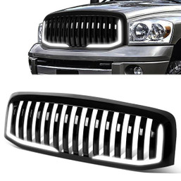 06-09 Dodge Ram 1500 2500 3500 LED DRL Front Grille - Badgeless Vertical Style - Black 06-09 Dodge Ram 1500 2500 3500 LED DRL Front Grille - Badgeless Vertical Style - Black