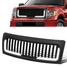 09-14 Ford F150 LED DRL Front Grille - Badgeless Vertical Fence Style - Matte Black 09-14 Ford F150 LED DRL Front Grille - Badgeless Vertical Fence Style - Matte Black