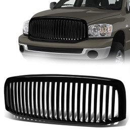 06-08 Dodge Ram 1500 2500 3500 Front Grille - Badgeless Vertical Style - Black 06-08 Dodge Ram 1500 2500 3500 Front Grille - Badgeless Vertical Style - Black