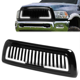 10-18 Ram 2500 3500 LED DRL Front Grille - Badgeless Vertical Fence Style - Gloss Black 10-18 Ram 2500 3500 LED DRL Front Grille - Badgeless Vertical Fence Style - Gloss Black