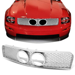 05-09 Ford Mustang GT 4.6L V8 Front Grille - Diamond Mesh - Chrome 05-09 Ford Mustang GT 4.6L V8 Front Grille - Diamond Mesh - Chrome