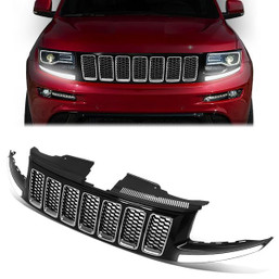 14-16 Jeep Grand Cherokee LED DRL Front Grille - Honeycomb Mesh - Black 14-16 Jeep Grand Cherokee LED DRL Front Grille - Honeycomb Mesh - Black